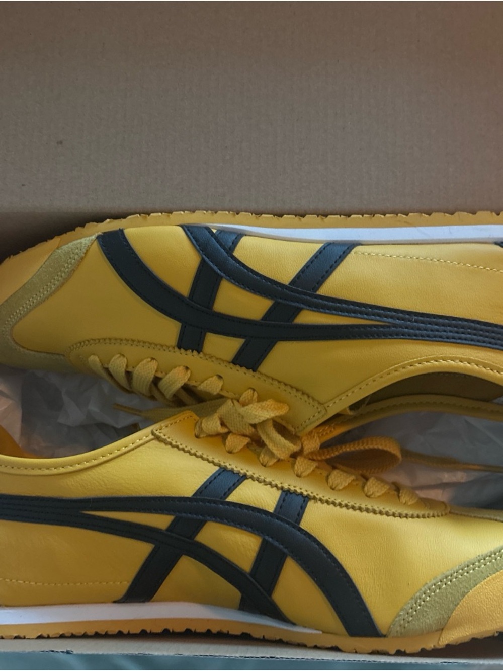 Onitsuka Tiger by Asics Yellow Sneakers with Dark Blue Stripes